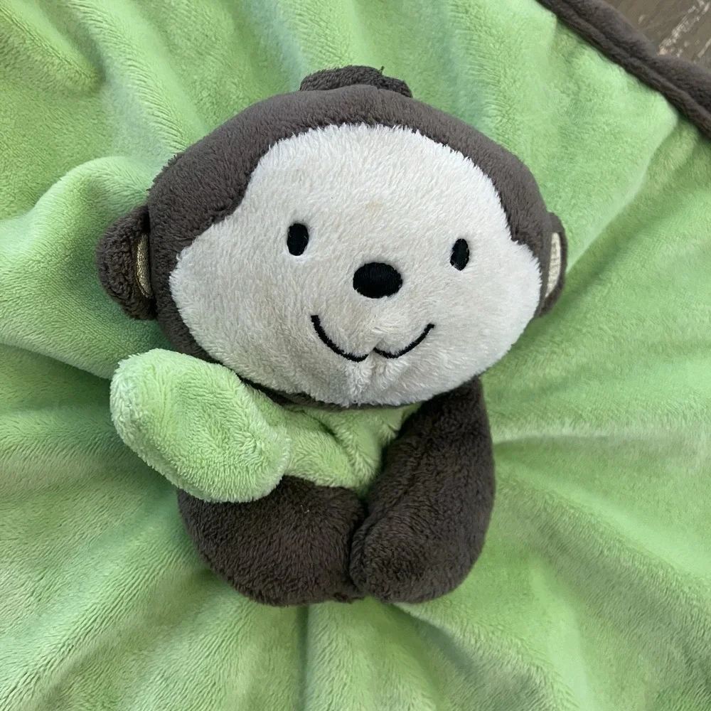 Carters Baby Monkey Lovey/Security Blanket Green‎ Brown Tan Plush